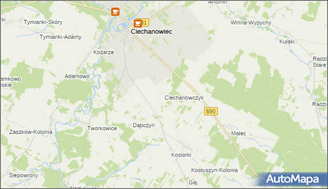 mapa Ciechanowczyk, Ciechanowczyk na mapie Targeo