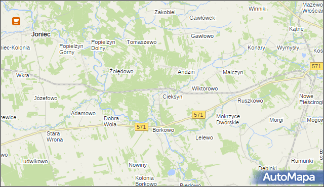 mapa Cieksyn, Cieksyn na mapie Targeo