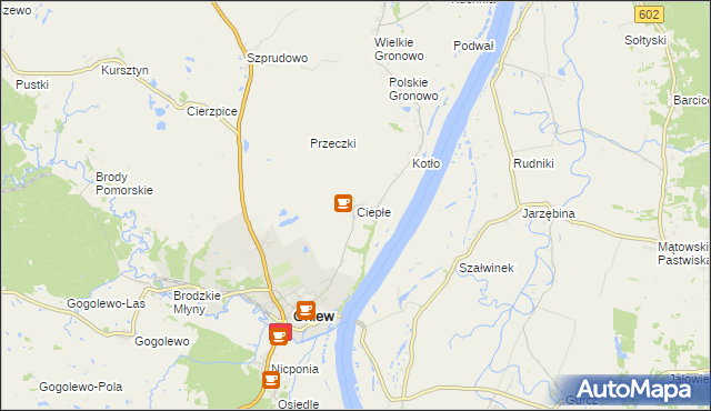 mapa Ciepłe gmina Gniew, Ciepłe gmina Gniew na mapie Targeo