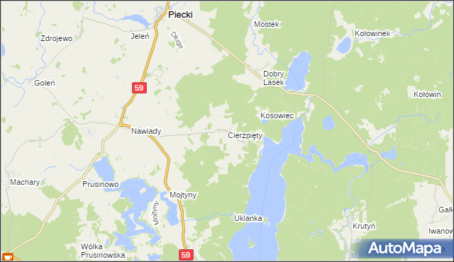 mapa Cierzpięty gmina Piecki, Cierzpięty gmina Piecki na mapie Targeo