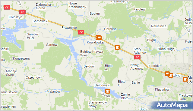 mapa Ciężków gmina Aleksandrów Łódzki, Ciężków gmina Aleksandrów Łódzki na mapie Targeo