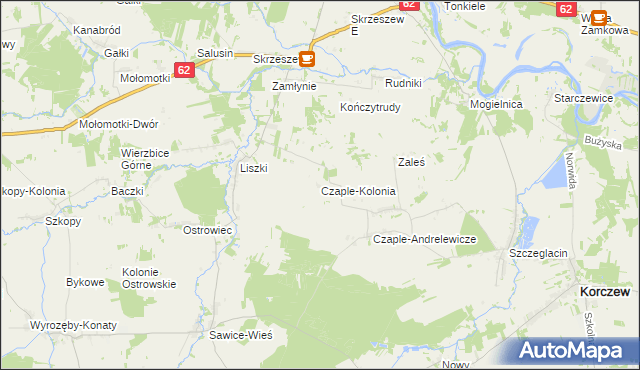 mapa Czaple-Kolonia, Czaple-Kolonia na mapie Targeo