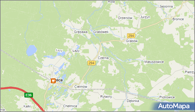 mapa Czerna gmina Tuplice, Czerna gmina Tuplice na mapie Targeo