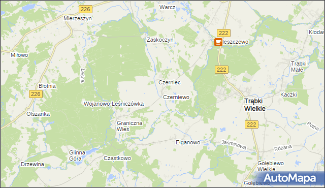 mapa Czerniewo gmina Trąbki Wielkie, Czerniewo gmina Trąbki Wielkie na mapie Targeo