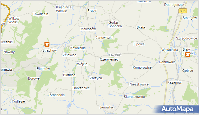 mapa Czerwieniec gmina Kondratowice, Czerwieniec gmina Kondratowice na mapie Targeo