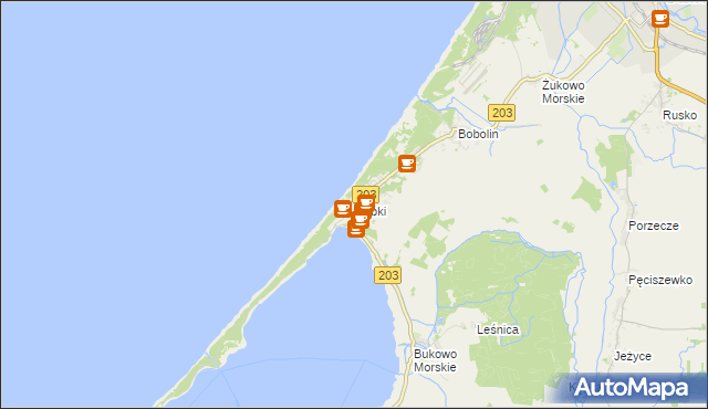 mapa Dąbki gmina Darłowo, Dąbki gmina Darłowo na mapie Targeo