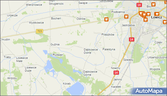 mapa Dąbkowice Dolne, Dąbkowice Dolne na mapie Targeo