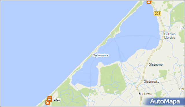 mapa Dąbkowice gmina Darłowo, Dąbkowice gmina Darłowo na mapie Targeo