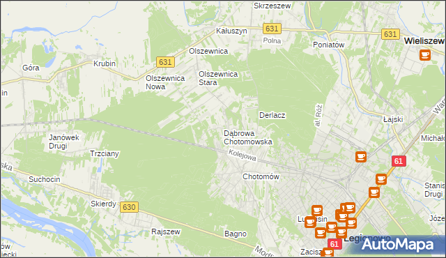 mapa Dąbrowa Chotomowska, Dąbrowa Chotomowska na mapie Targeo
