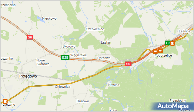 mapa Darżewo gmina Nowa Wieś Lęborska, Darżewo gmina Nowa Wieś Lęborska na mapie Targeo