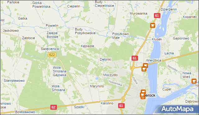 mapa Dębinki gmina Serock, Dębinki gmina Serock na mapie Targeo