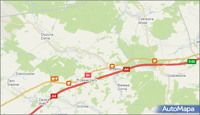 mapa Dłużyna Górna, Dłużyna Górna na mapie Targeo