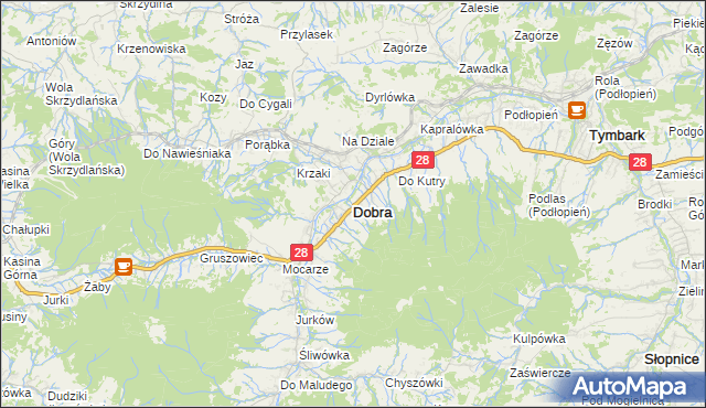 mapa Dobra powiat limanowski, Dobra powiat limanowski na mapie Targeo