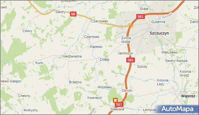 mapa Dołęgi, Dołęgi na mapie Targeo