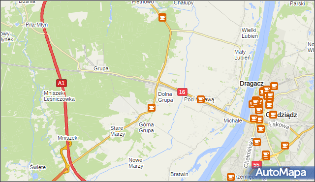 mapa Dolna Grupa, Dolna Grupa na mapie Targeo