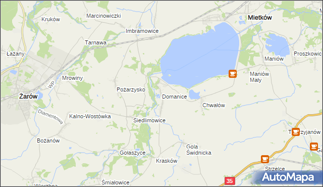 mapa Domanice gmina Mietków, Domanice gmina Mietków na mapie Targeo