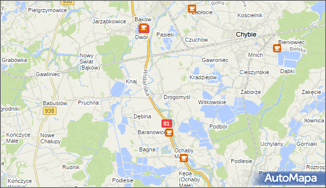 mapa Drogomyśl, Drogomyśl na mapie Targeo