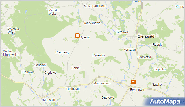 mapa Dylewko, Dylewko na mapie Targeo