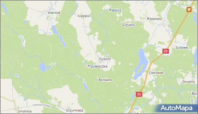 mapa Dyszno, Dyszno na mapie Targeo