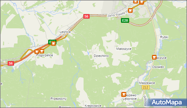 mapa Dziechlino, Dziechlino na mapie Targeo