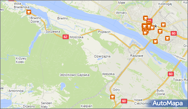 mapa Dzierzązna gmina Nowy Duninów, Dzierzązna gmina Nowy Duninów na mapie Targeo
