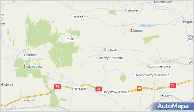 mapa Gdeszyn-Kolonia, Gdeszyn-Kolonia na mapie Targeo