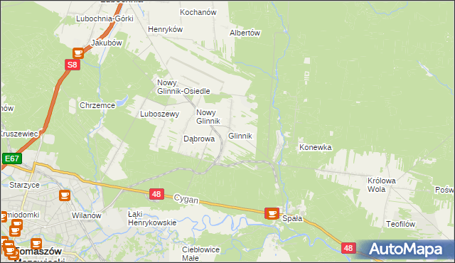 mapa Glinnik gmina Lubochnia, Glinnik gmina Lubochnia na mapie Targeo