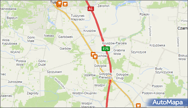 mapa Głuchów gmina Tuszyn, Głuchów gmina Tuszyn na mapie Targeo