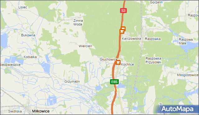 mapa Głuchowice, Głuchowice na mapie Targeo