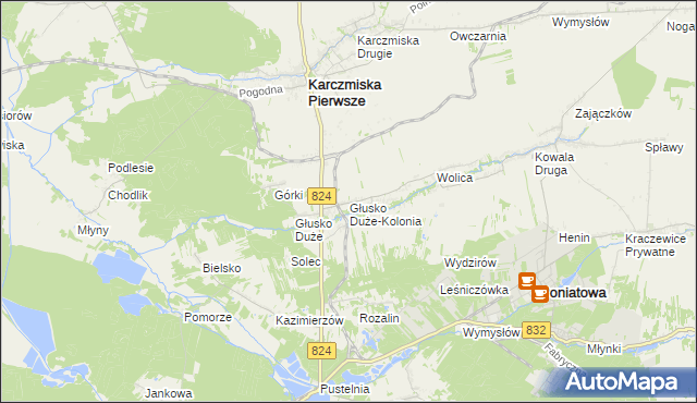 mapa Głusko Duże-Kolonia, Głusko Duże-Kolonia na mapie Targeo