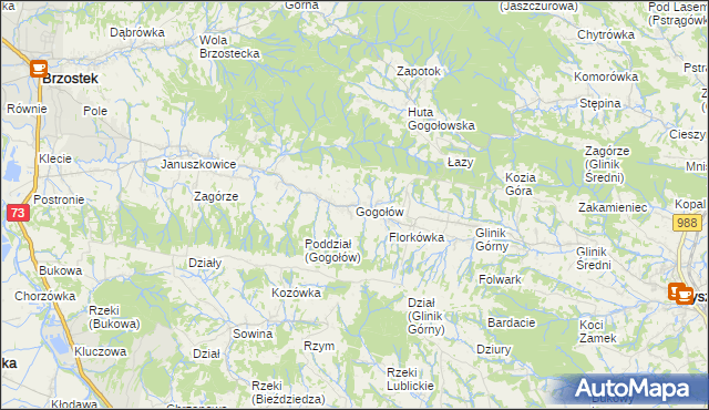 mapa Gogołów gmina Frysztak, Gogołów gmina Frysztak na mapie Targeo