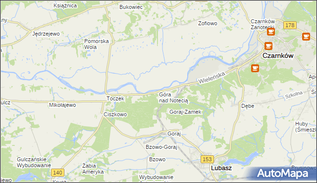 mapa Góra nad Notecią, Góra nad Notecią na mapie Targeo