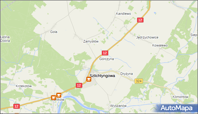 mapa Górczyna gmina Szlichtyngowa, Górczyna gmina Szlichtyngowa na mapie Targeo