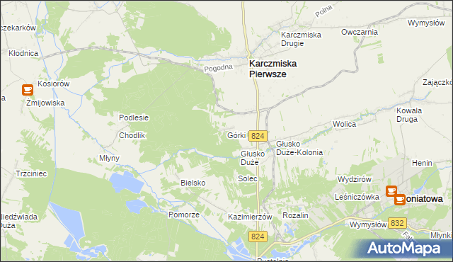 mapa Górki gmina Karczmiska, Górki gmina Karczmiska na mapie Targeo