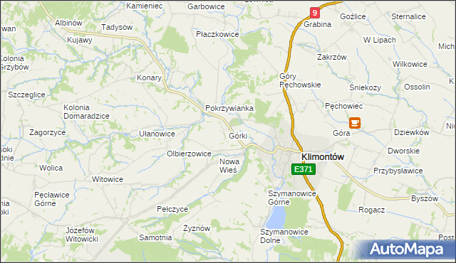 mapa Górki gmina Klimontów, Górki gmina Klimontów na mapie Targeo