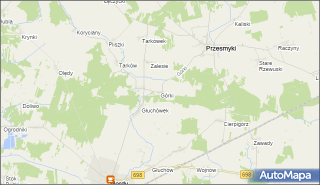 mapa Górki gmina Przesmyki, Górki gmina Przesmyki na mapie Targeo