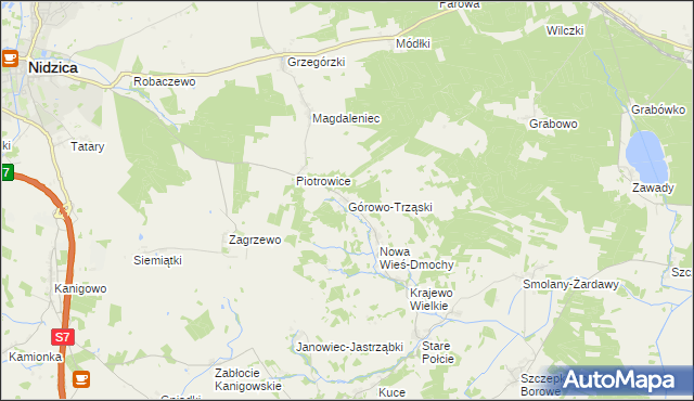 mapa Górowo-Trząski, Górowo-Trząski na mapie Targeo