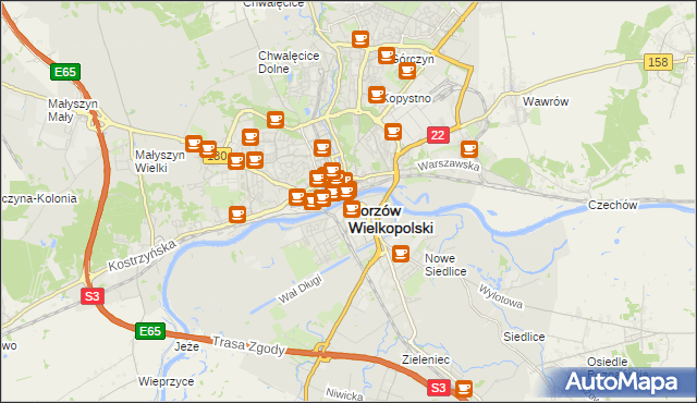 mapa Gorzów Wielkopolski, Gorzów Wielkopolski na mapie Targeo