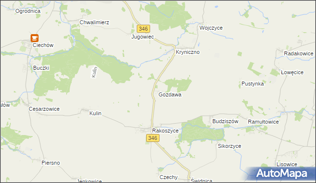 mapa Gozdawa gmina Środa Śląska, Gozdawa gmina Środa Śląska na mapie Targeo