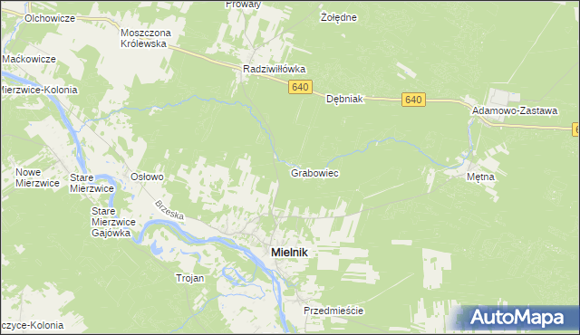 mapa Grabowiec gmina Mielnik, Grabowiec gmina Mielnik na mapie Targeo