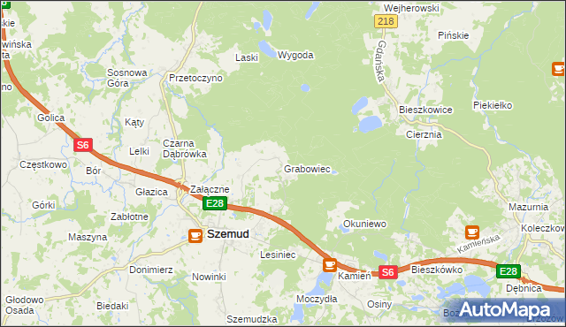 mapa Grabowiec gmina Szemud, Grabowiec gmina Szemud na mapie Targeo