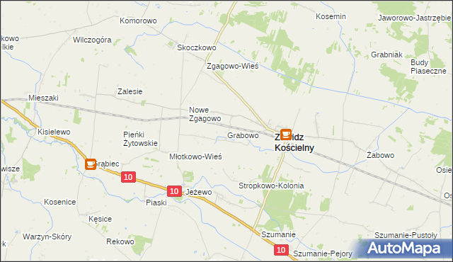 mapa Grabowo gmina Zawidz, Grabowo gmina Zawidz na mapie Targeo