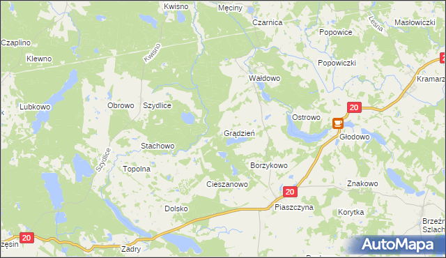 mapa Grądzień, Grądzień na mapie Targeo