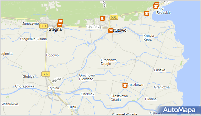 mapa Grochowo Drugie, Grochowo Drugie na mapie Targeo