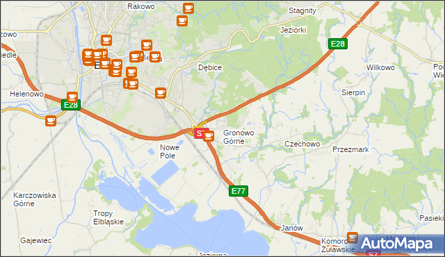 mapa Gronowo Górne, Gronowo Górne na mapie Targeo