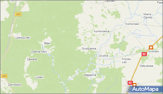 mapa Grudzianka, Grudzianka na mapie Targeo