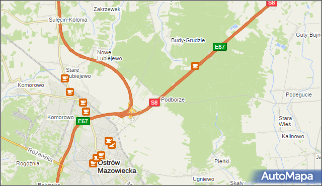 mapa Grudzie gmina Ostrów Mazowiecka, Grudzie gmina Ostrów Mazowiecka na mapie Targeo
