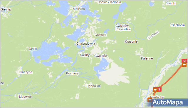 mapa Gwizdów gmina Modliborzyce, Gwizdów gmina Modliborzyce na mapie Targeo