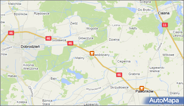 mapa Gwoździany, Gwoździany na mapie Targeo