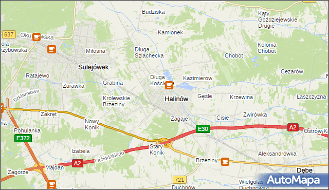 mapa Halinów powiat miński, Halinów powiat miński na mapie Targeo